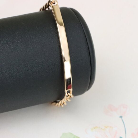 "Minimalist Polished Rose Gold Bracelet with Sleek Bar Accent, XPBL1106 - Picture 10 of 14